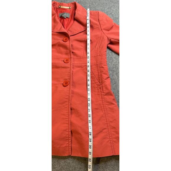 Women's ANN TAYLOR Coral Thigh Length Dress Style/Pea Coat Size M Spot On Sleeve - Picture 4 of 11